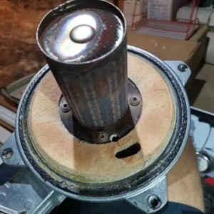 Close-up view of a Vaillant boiler component showing the main service part and surrounding structure.